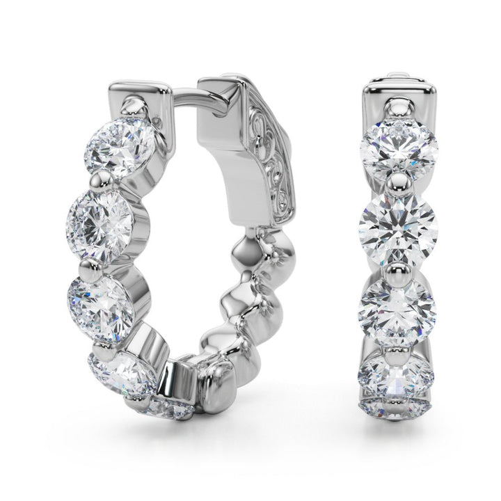 1.00CTW 14K Round Cut 5 - Stone Diamond Hoop Earrings - Hoop Earrings - Design Jewellers Edmonton