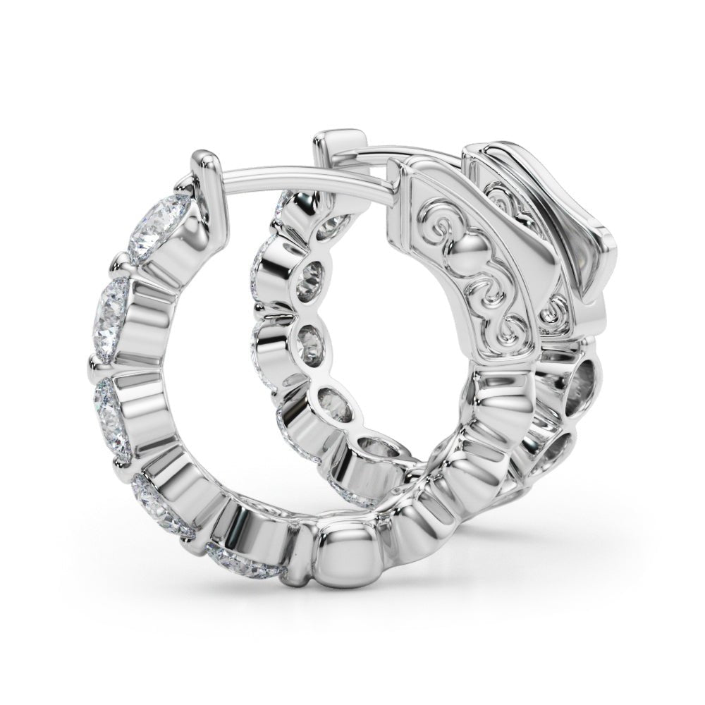 1.00CTW 14K Round Cut 5 - Stone Diamond Hoop Earrings - Hoop Earrings - Design Jewellers Edmonton