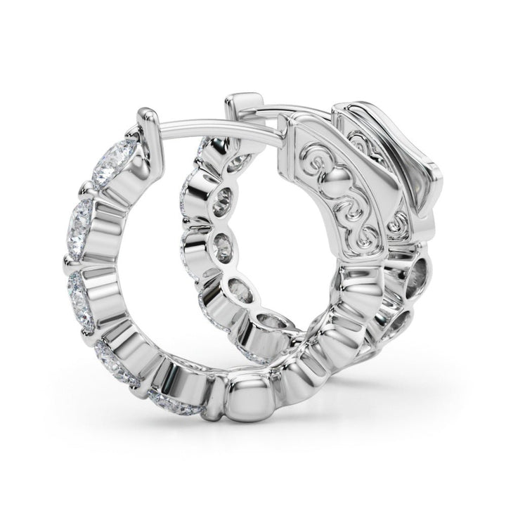 1.00CTW 14K Round Cut 5 - Stone Diamond Hoop Earrings - Hoop Earrings - Design Jewellers Edmonton