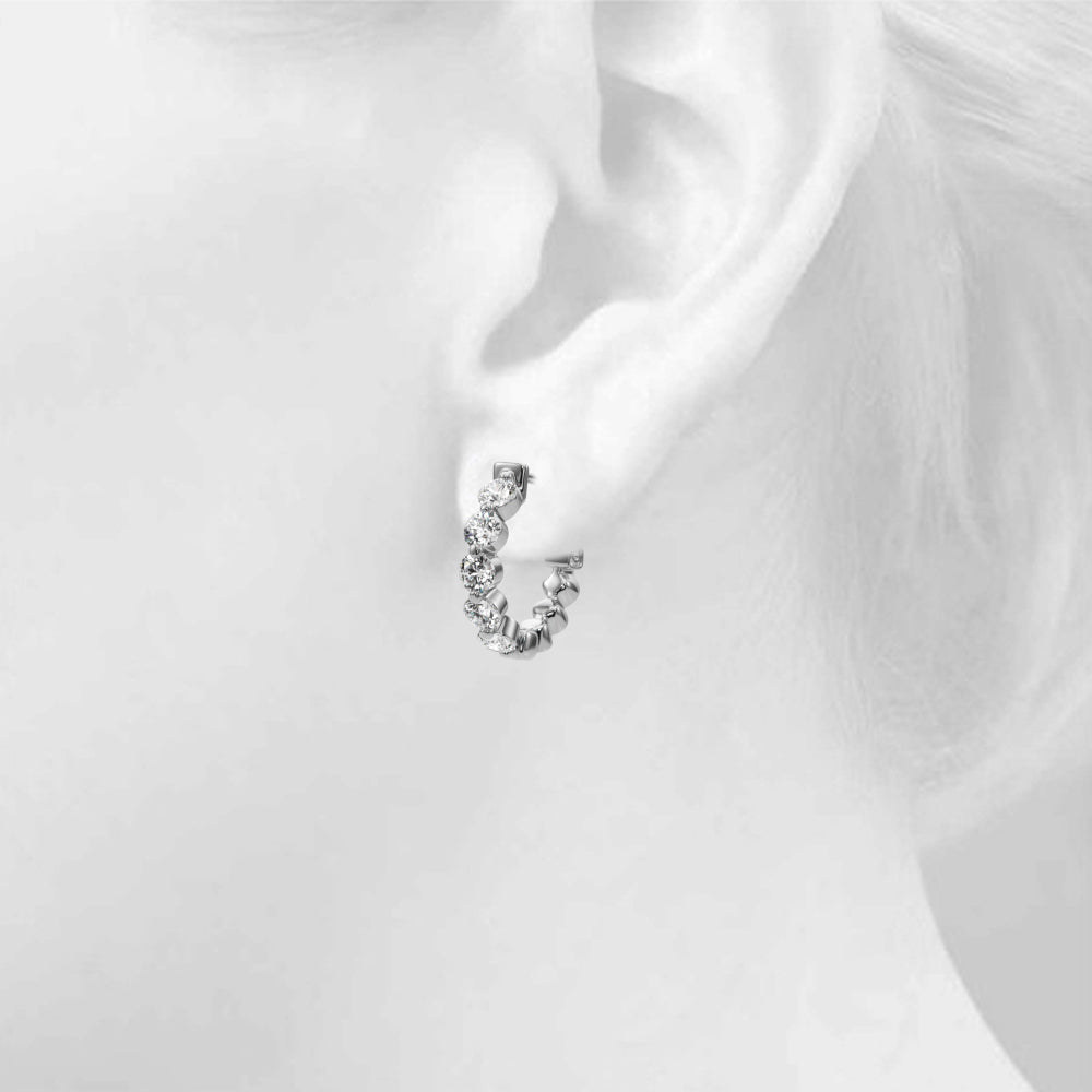 1.00CTW 14K Round Cut 5 - Stone Diamond Hoop Earrings - Hoop Earrings - Design Jewellers Edmonton