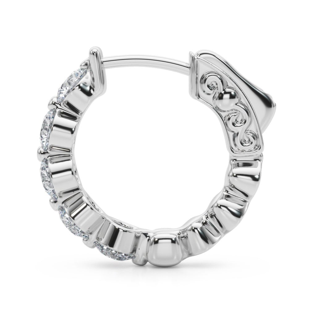 1.00CTW 14K Round Cut 5 - Stone Diamond Hoop Earrings - Hoop Earrings - Design Jewellers Edmonton