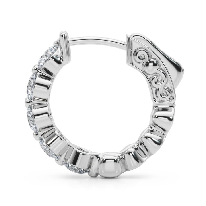 1.00CTW 14K Round Cut 5 - Stone Diamond Hoop Earrings - Hoop Earrings - Design Jewellers Edmonton