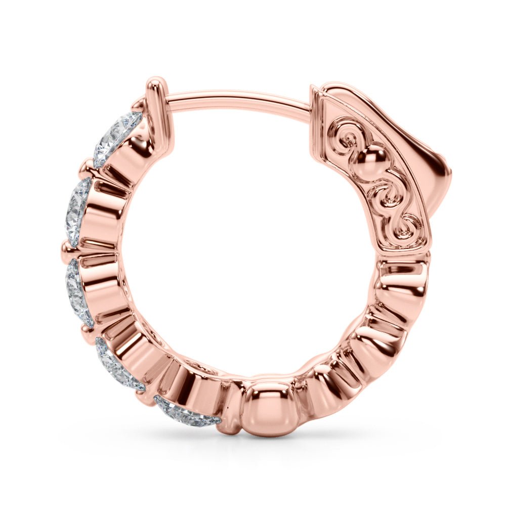 1.00CTW 14K Round Cut 5 - Stone Diamond Hoop Earrings - Hoop Earrings - Design Jewellers Edmonton
