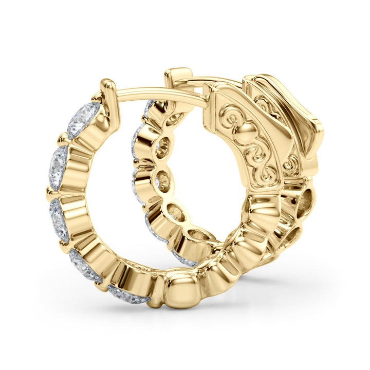1.00CTW 14K Round Cut 5 - Stone Diamond Hoop Earrings - Hoop Earrings - Design Jewellers Edmonton