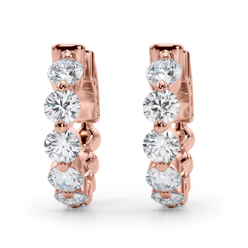 1.00CTW 14K Round Cut 5 - Stone Diamond Hoop Earrings - Hoop Earrings - Design Jewellers Edmonton