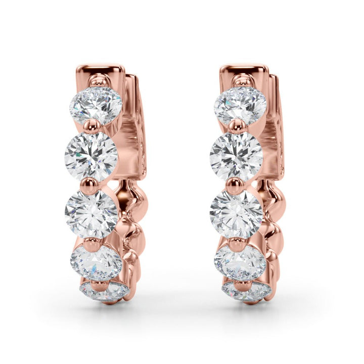 1.00CTW 14K Round Cut 5 - Stone Diamond Hoop Earrings - Hoop Earrings - Design Jewellers Edmonton