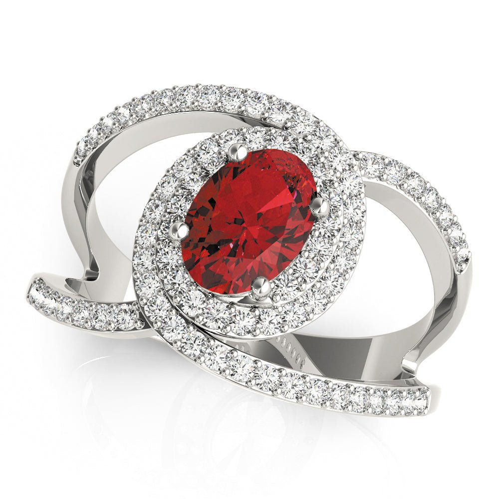 1.03CT Double Halo Oval Shape Ring