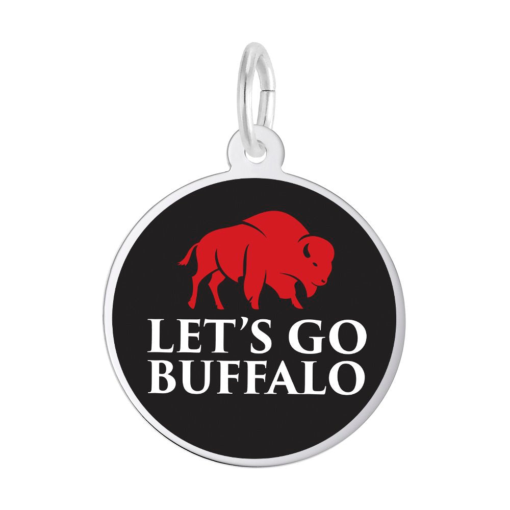 Let's Go Buffalo Black and Red Disc Charm