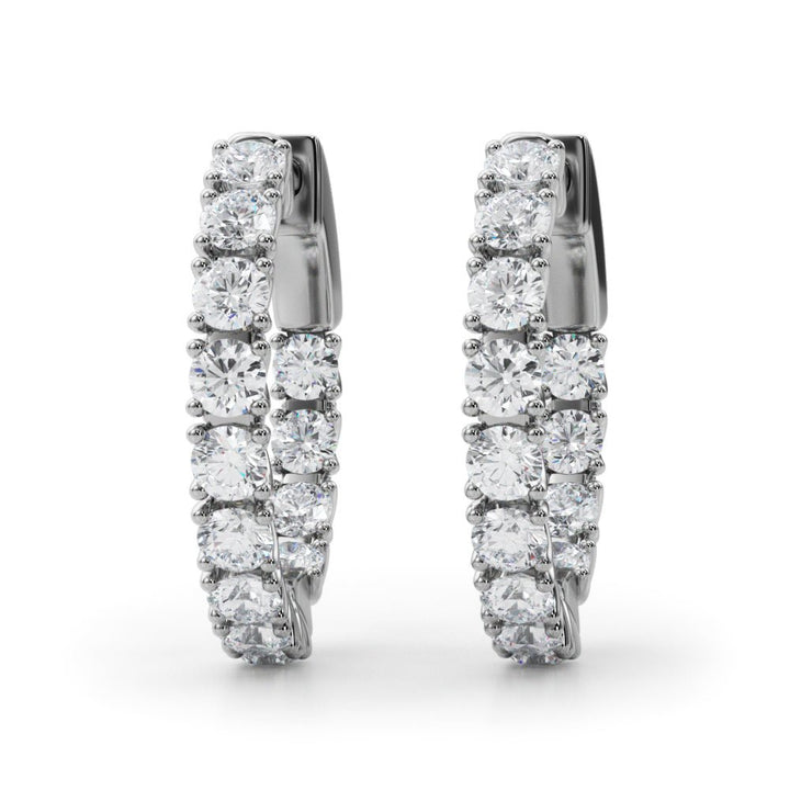 1.06CTW 14K Round Cut Inside - Out Diamond Hoop Earrings - Hoop Earrings - Design Jewellers Edmonton