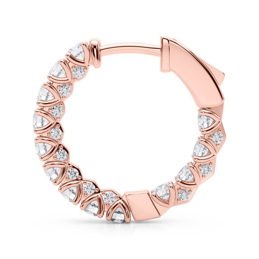 1.06CTW 14K Round Cut Inside - Out Diamond Hoop Earrings - Hoop Earrings - Design Jewellers Edmonton