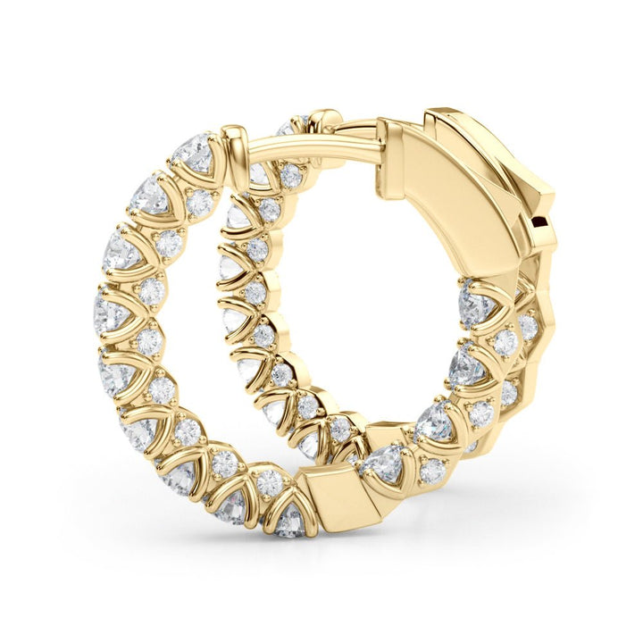 1.06CTW 14K Round Cut Inside - Out Diamond Hoop Earrings - Hoop Earrings - Design Jewellers Edmonton
