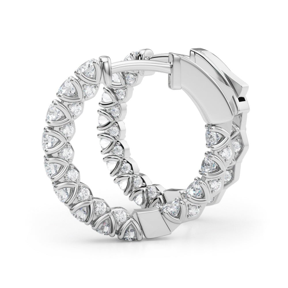 1.06CTW 14K Round Cut Inside - Out Diamond Hoop Earrings - Hoop Earrings - Design Jewellers Edmonton