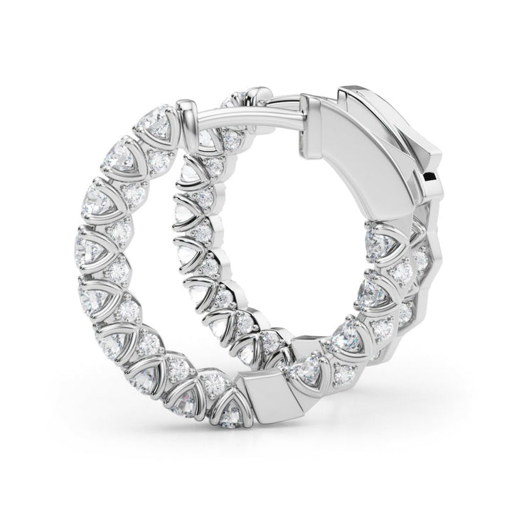 1.06CTW 14K Round Cut Inside - Out Diamond Hoop Earrings - Hoop Earrings - Design Jewellers Edmonton