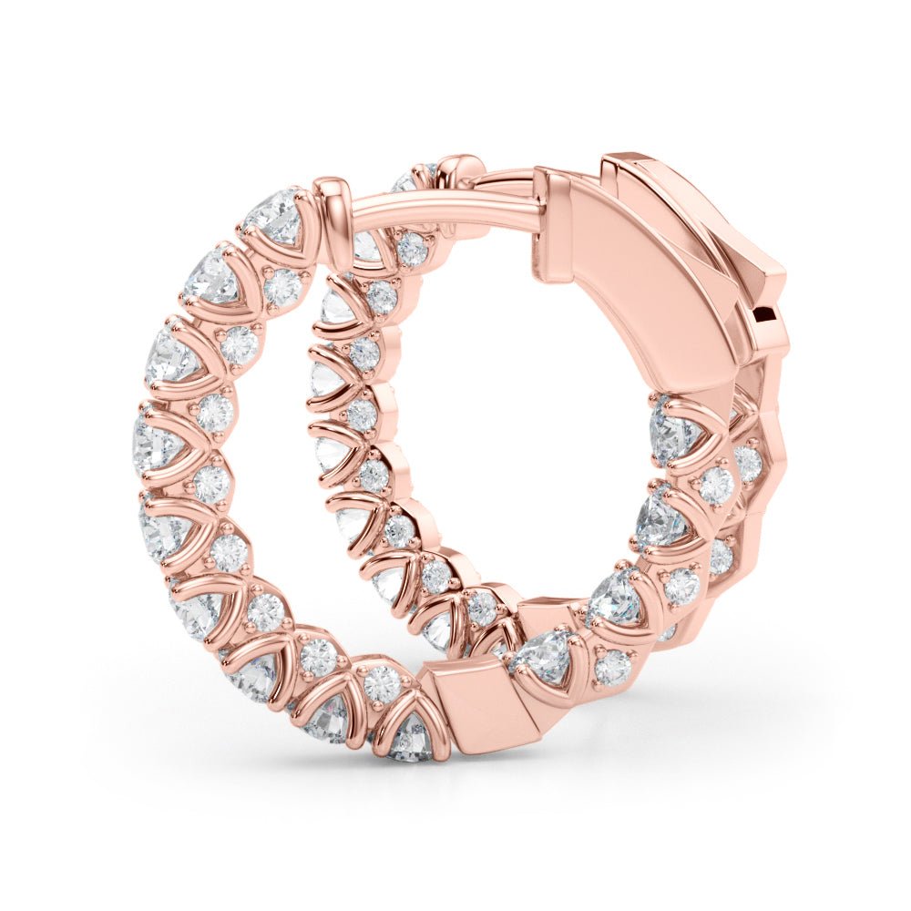1.06CTW 14K Round Cut Inside - Out Diamond Hoop Earrings - Hoop Earrings - Design Jewellers Edmonton