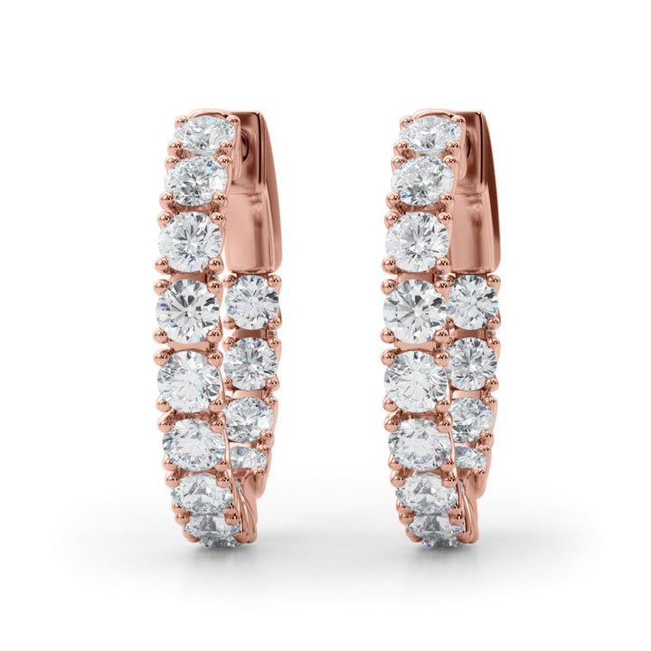 1.06CTW 14K Round Cut Inside - Out Diamond Hoop Earrings - Hoop Earrings - Design Jewellers Edmonton