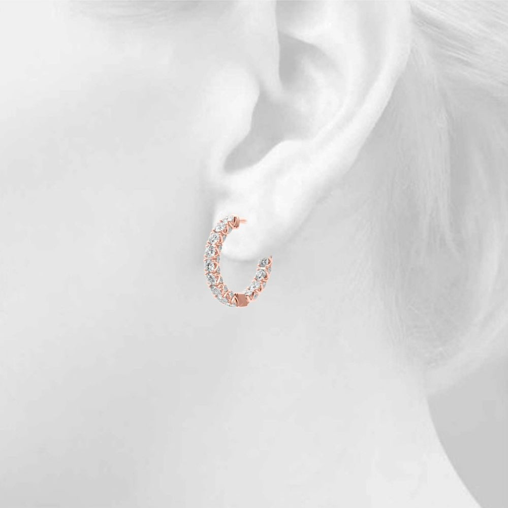 1.06CTW 14K Round Cut Inside - Out Diamond Hoop Earrings - Hoop Earrings - Design Jewellers Edmonton