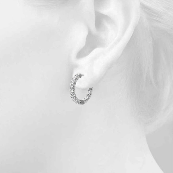 1.06CTW 14K Round Cut Inside - Out Diamond Hoop Earrings - Hoop Earrings - Design Jewellers Edmonton