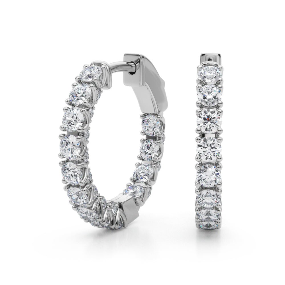 1.06CTW 14K Round Cut Inside-Out Diamond Hoop Earrings