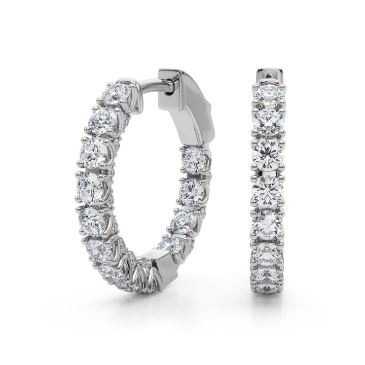 1.06CTW 14K Round Cut Inside - Out Diamond Hoop Earrings - Hoop Earrings - Design Jewellers Edmonton
