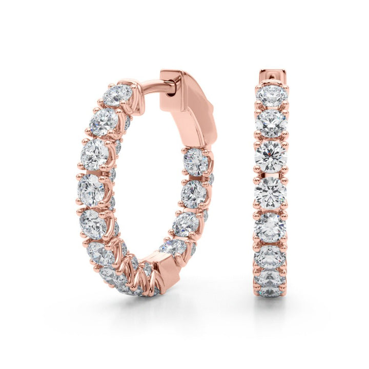 1.06CTW 14K Round Cut Inside - Out Diamond Hoop Earrings - Hoop Earrings - Design Jewellers Edmonton