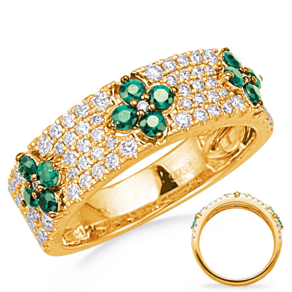 1.08 CTW. 14K YELLOW GOLD EMERALD & DIAMOND RING