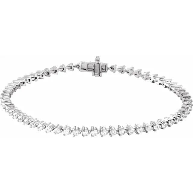 14K Gold Round Diamond Tennis Bracelet