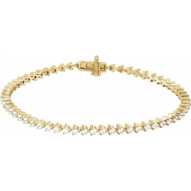 14K Gold Round Diamond Tennis Bracelet - View 1