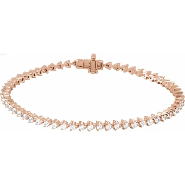 14K Gold Round Diamond Tennis Bracelet - View 2