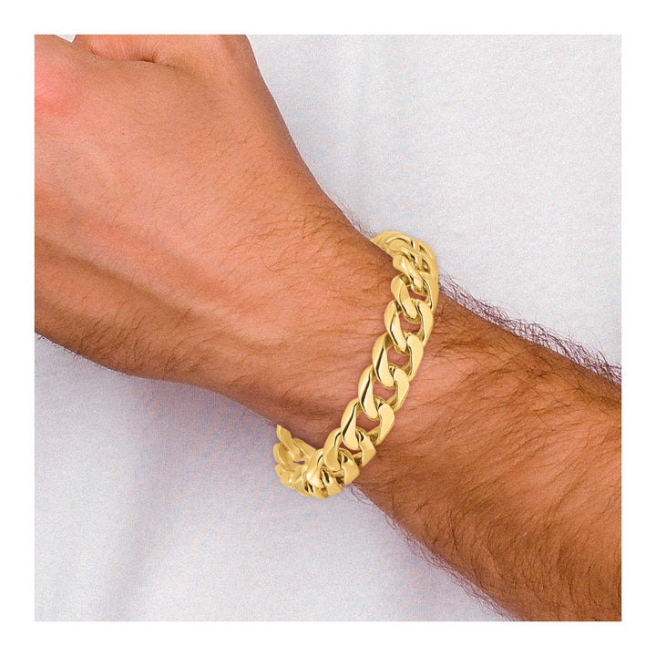 Gold 13.4mm Curb Bracelet, 8"
