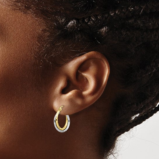 10K Two-Tone Gold Interlocking Hoop Earrings