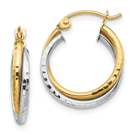 10K Two-Tone Gold Interlocking Hoop Earrings