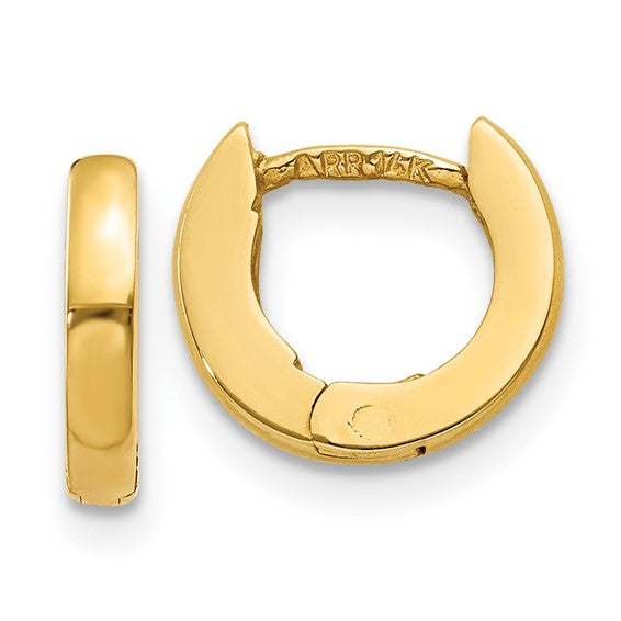 10K Yellow Gold Polished Wide Huggie Hoop Earrings