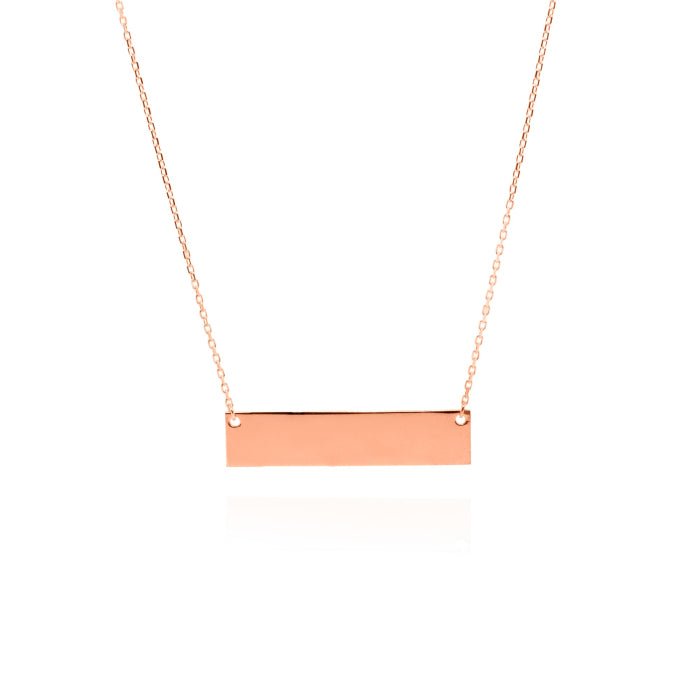 10K Gold High - Polish Engravable Bar Necklace - Gold Necklace - Design Jewellers Edmonton