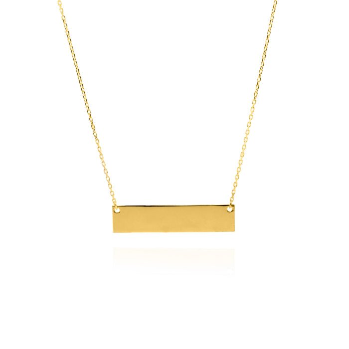 10K Gold High - Polish Engravable Bar Necklace - Gold Necklace - Design Jewellers Edmonton