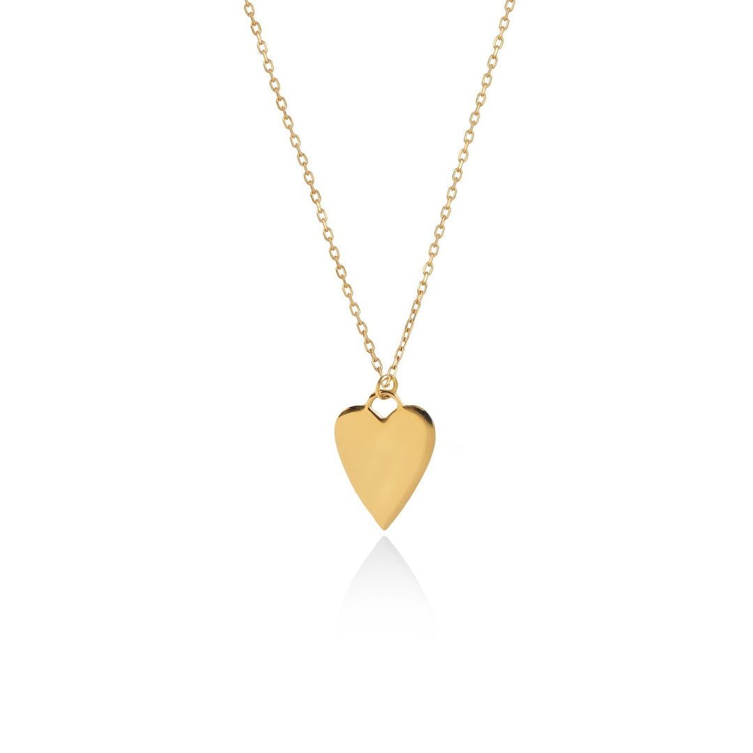 10K Gold High - Polish Engravable Heart Necklace - Gold Necklace - Design Jewellers Edmonton