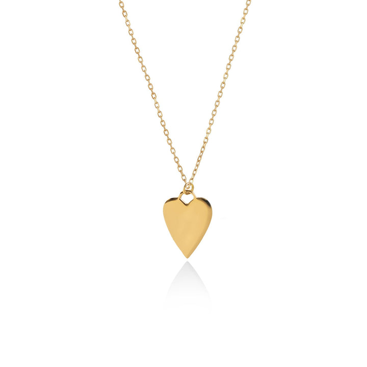 10K Gold High - Polish Engravable Heart Necklace - Gold Necklace - Design Jewellers Edmonton