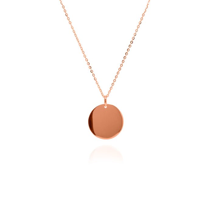 10K Gold High - Polish Engravable Round Disc Necklace - Gold Necklace - Design Jewellers Edmonton
