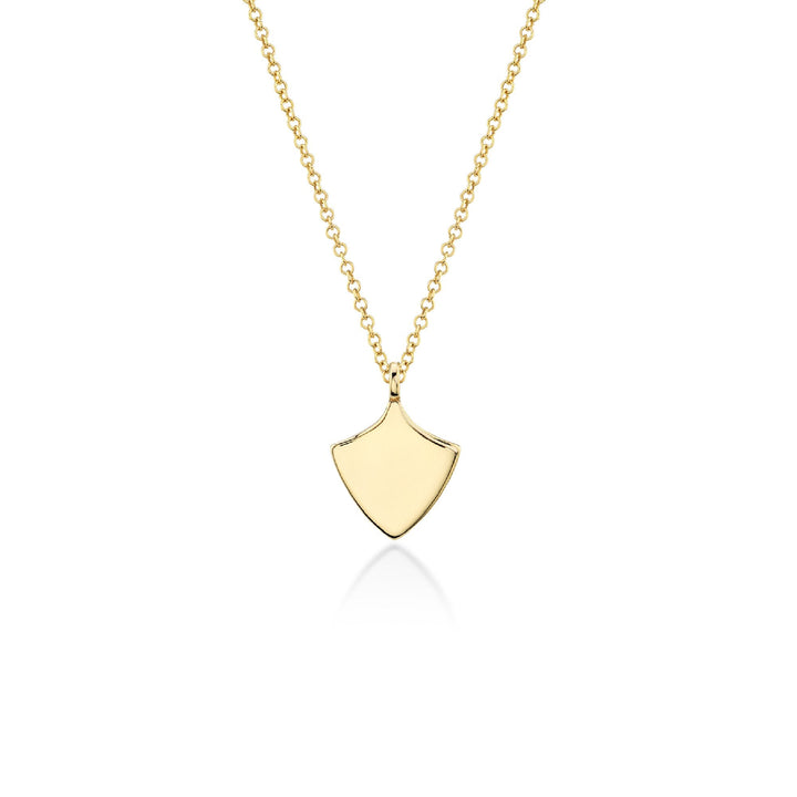 10K Gold High - Polish Engravable Shield Necklace - Gold Necklace - Design Jewellers Edmonton