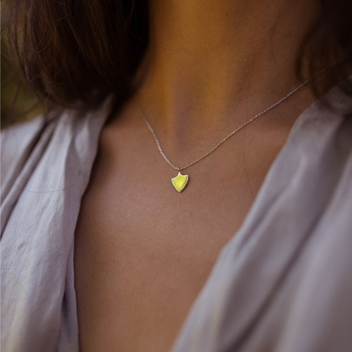 10K Gold High - Polish Engravable Shield Necklace - Gold Necklace - Design Jewellers Edmonton