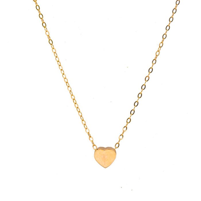 10K Gold High - Polish Mini Heart Necklace - Gold Necklace - Design Jewellers Edmonton