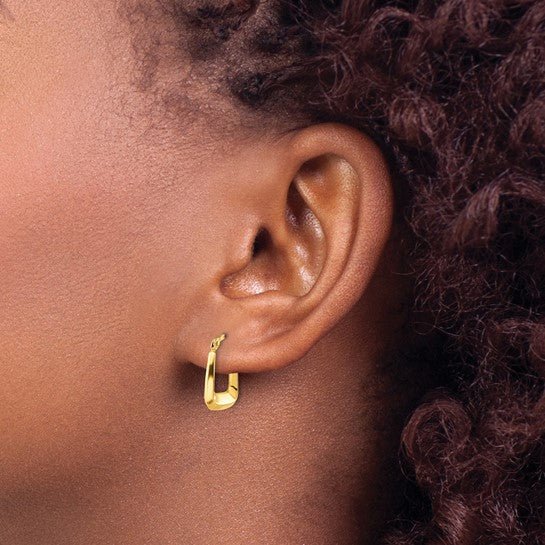 10K Gold Rectangular Hoop Earrings - Religious Symbol Pendants - Design Jewellers Edmonton