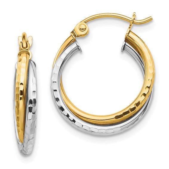 10K Two - Tone Gold Interlocking Hoop Earrings - Hoop Earrings - Design Jewellers Edmonton