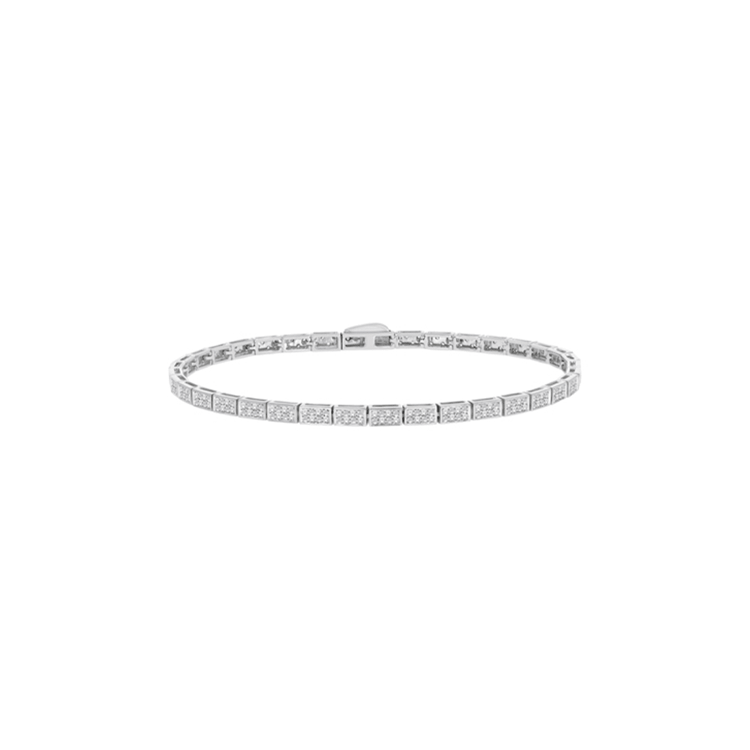 10K White Gold Diamond Bar Link Bracelet