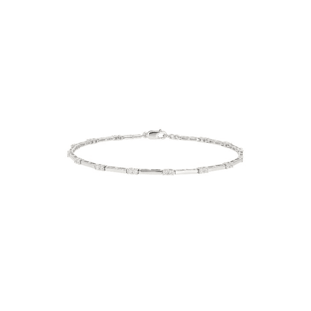 10K White Gold Diamond Bar Link Bracelet