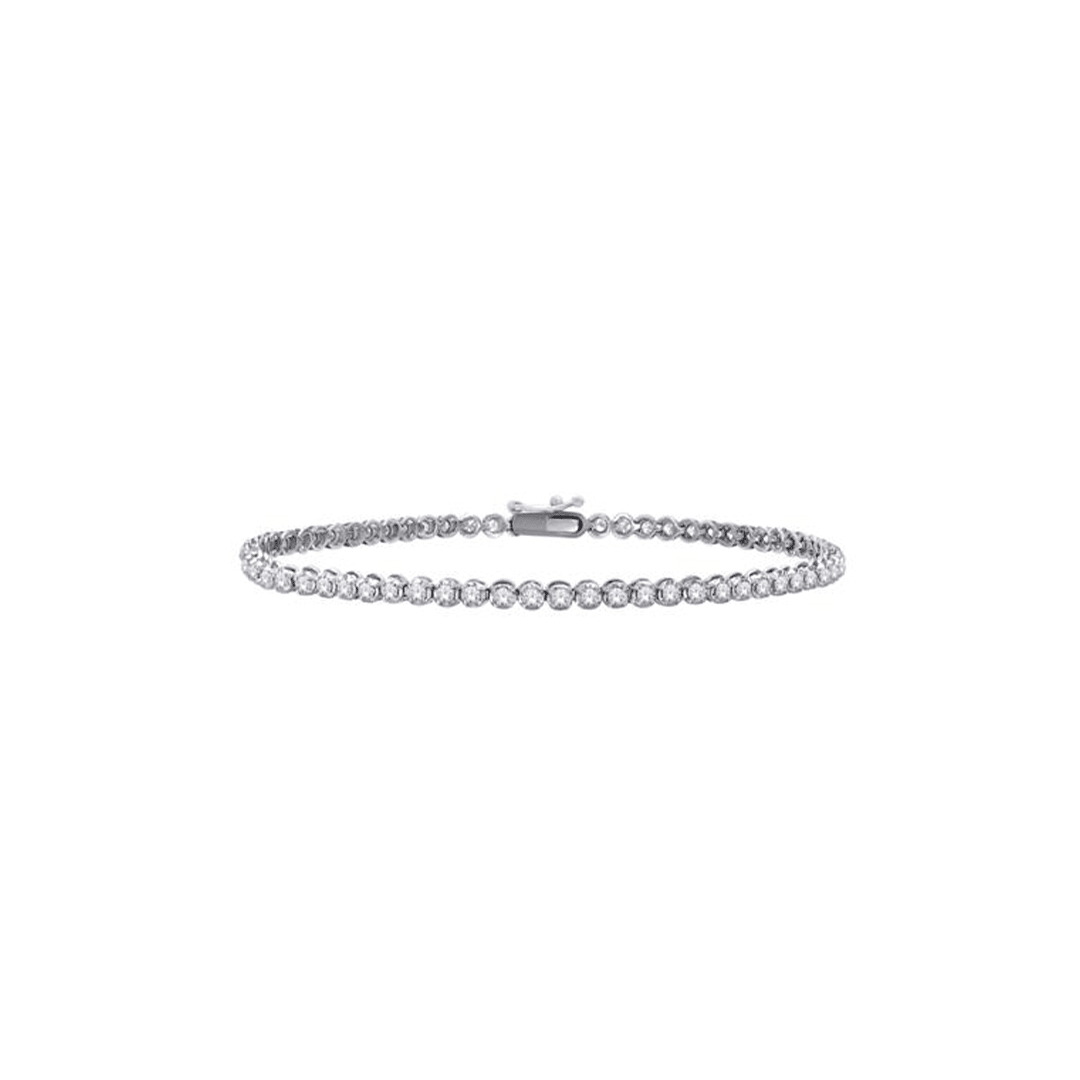10K White Gold Diamond Bezel Link Tennis Bracelet