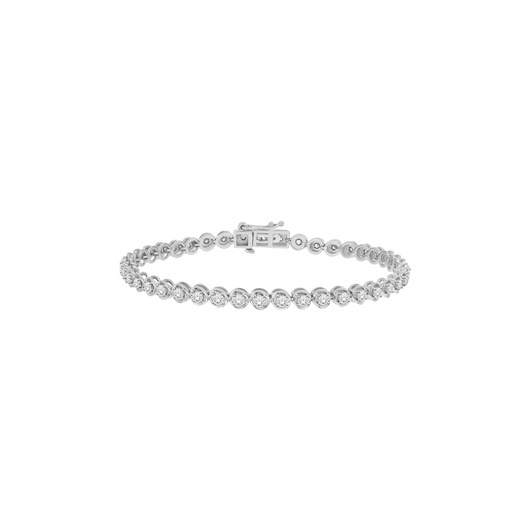 10K White Gold Diamond Bezel Link Tennis Bracelet
