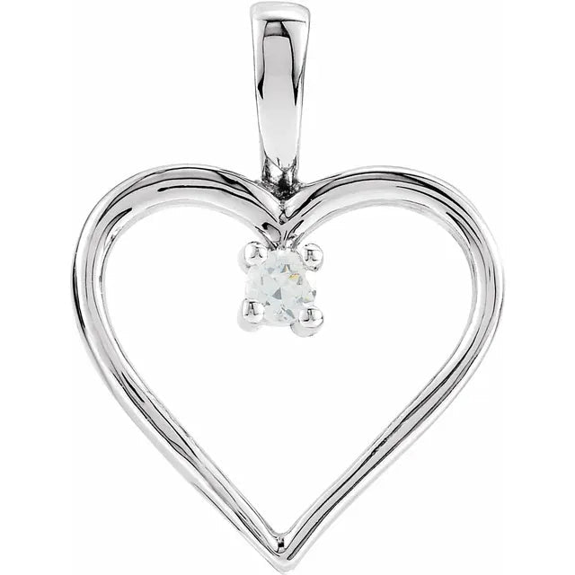 10K White Gold Diamond Heart Pendant