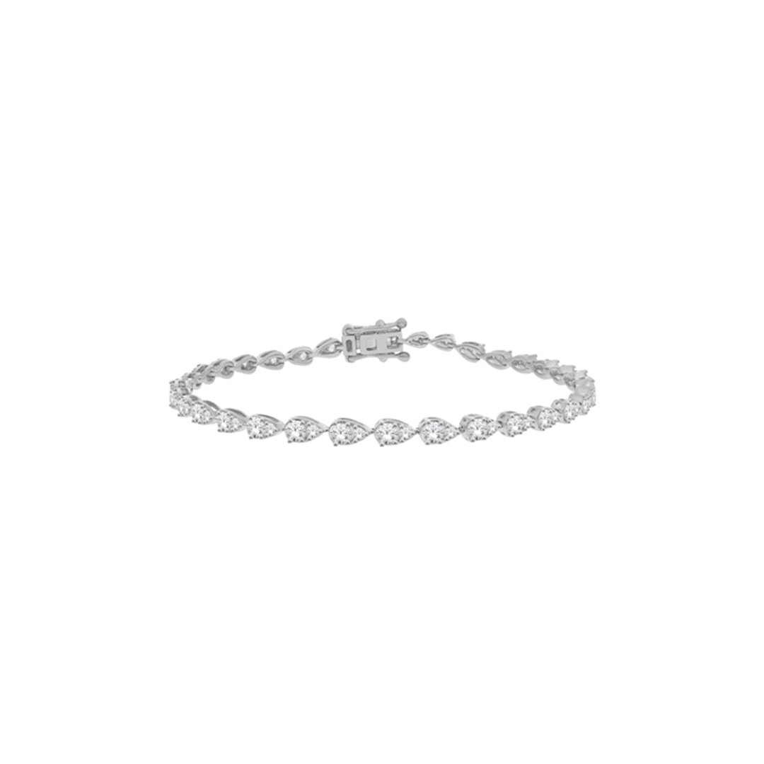 10K White Gold Diamond Pear Tennis Bracelet
