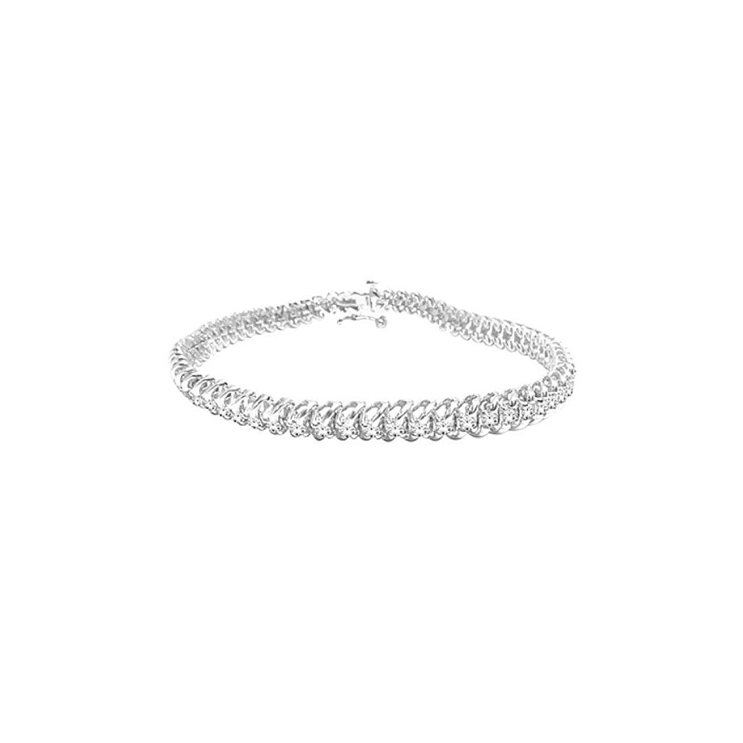 10K White Gold Diamond Spiral Tennis Bracelet