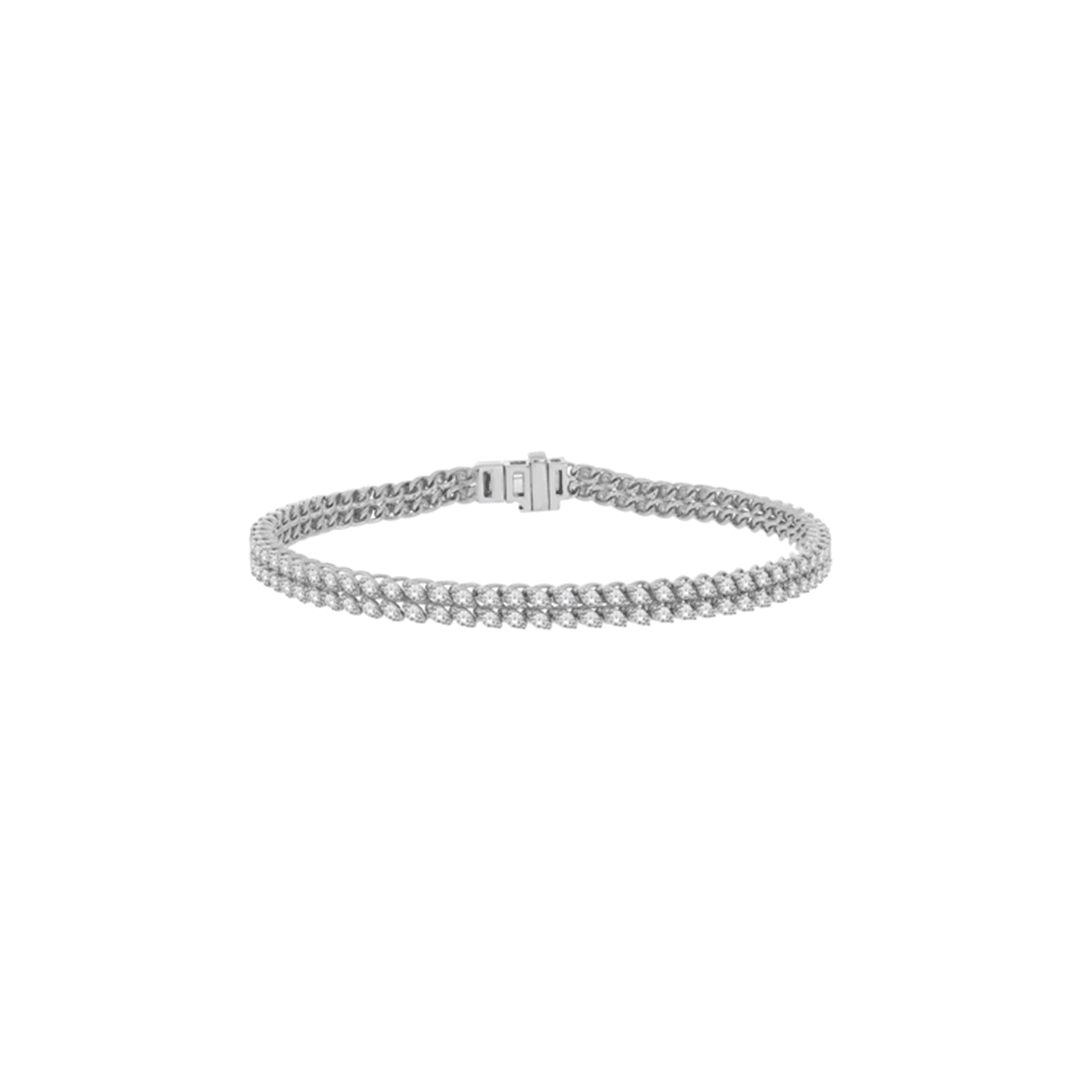 10K White Gold Double Row Diamond Tennis Bracelet